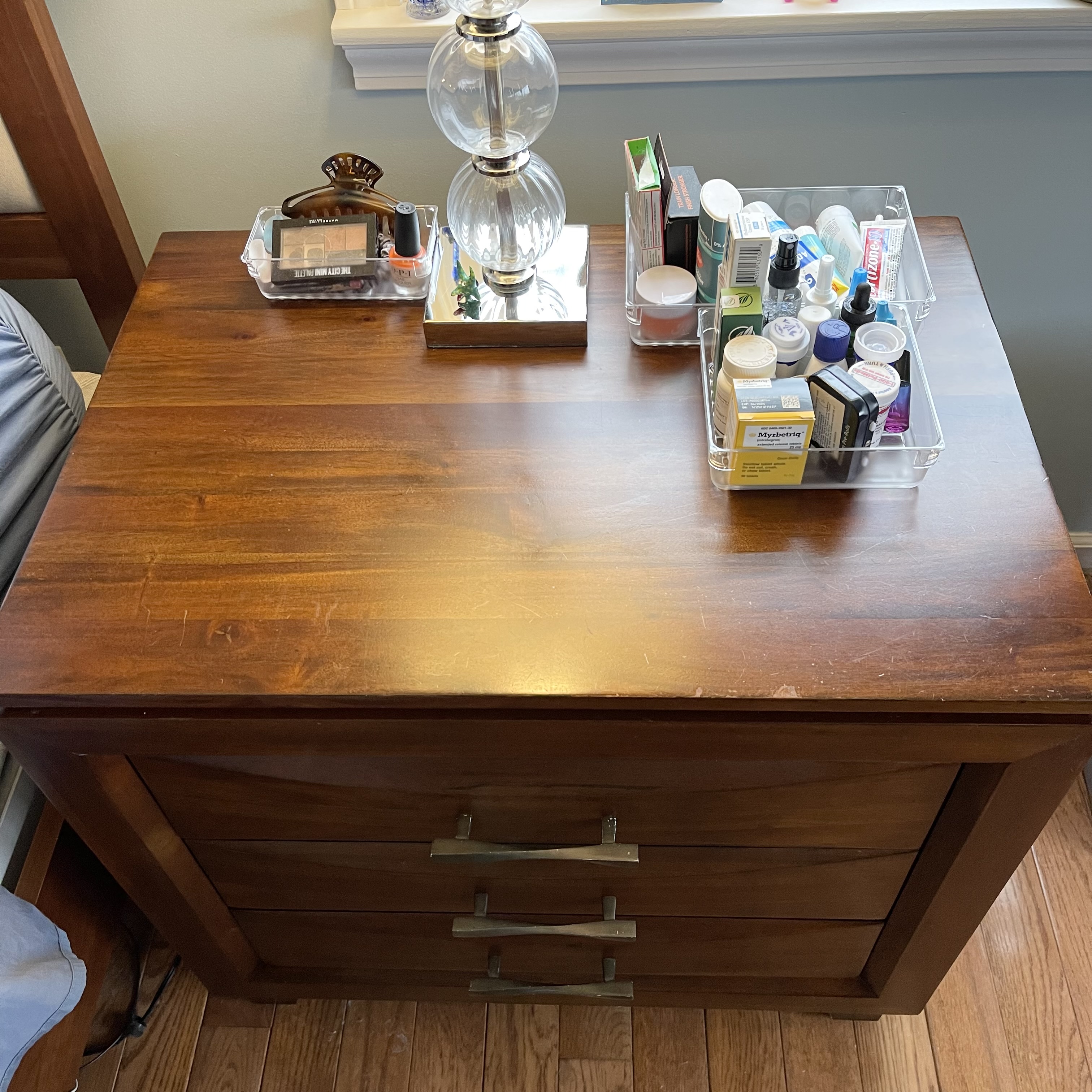 Recently cleaned end table that was messy and dirty.